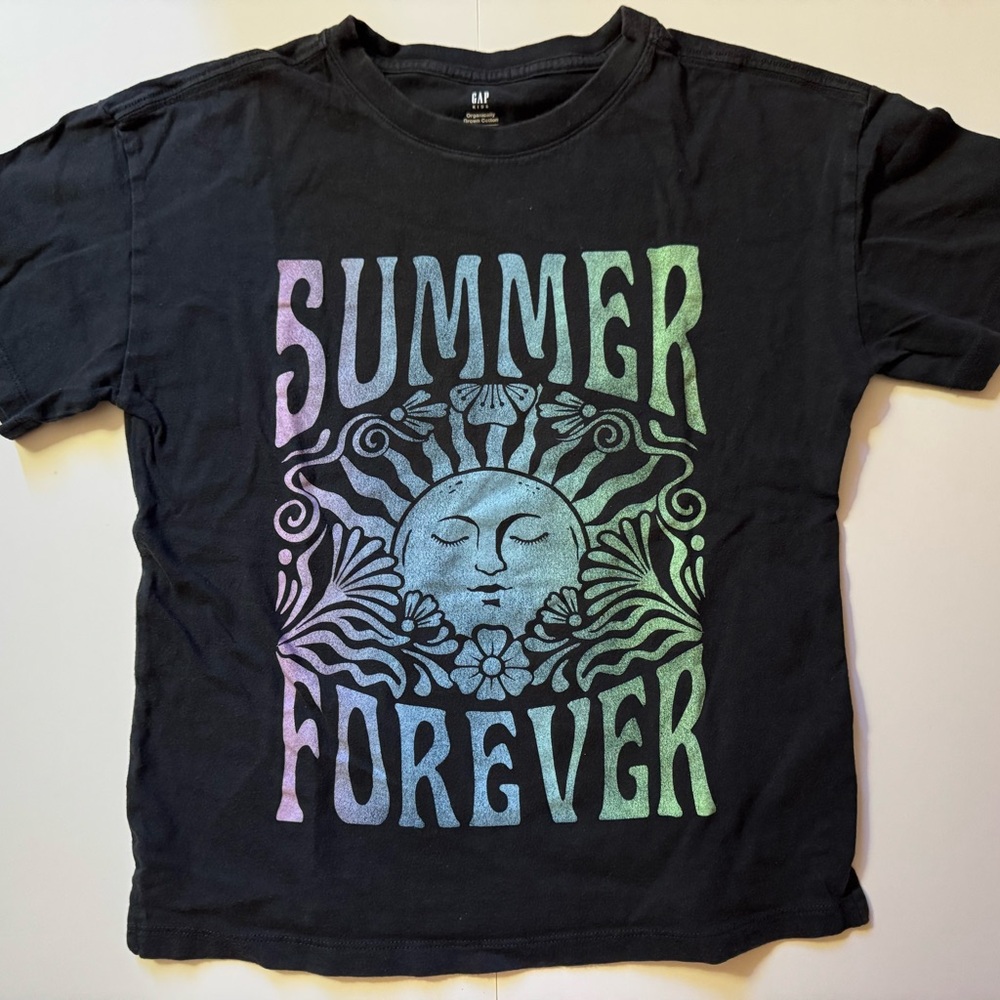 Black 'Summer Forever' Graphic T-Shirt Size M EUC